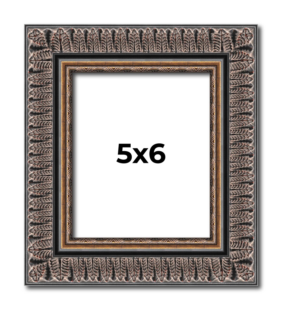 Photo Size Ornate Black Picture Frame - UV Acrylic, Foam Board Backing, Hanging Hardware